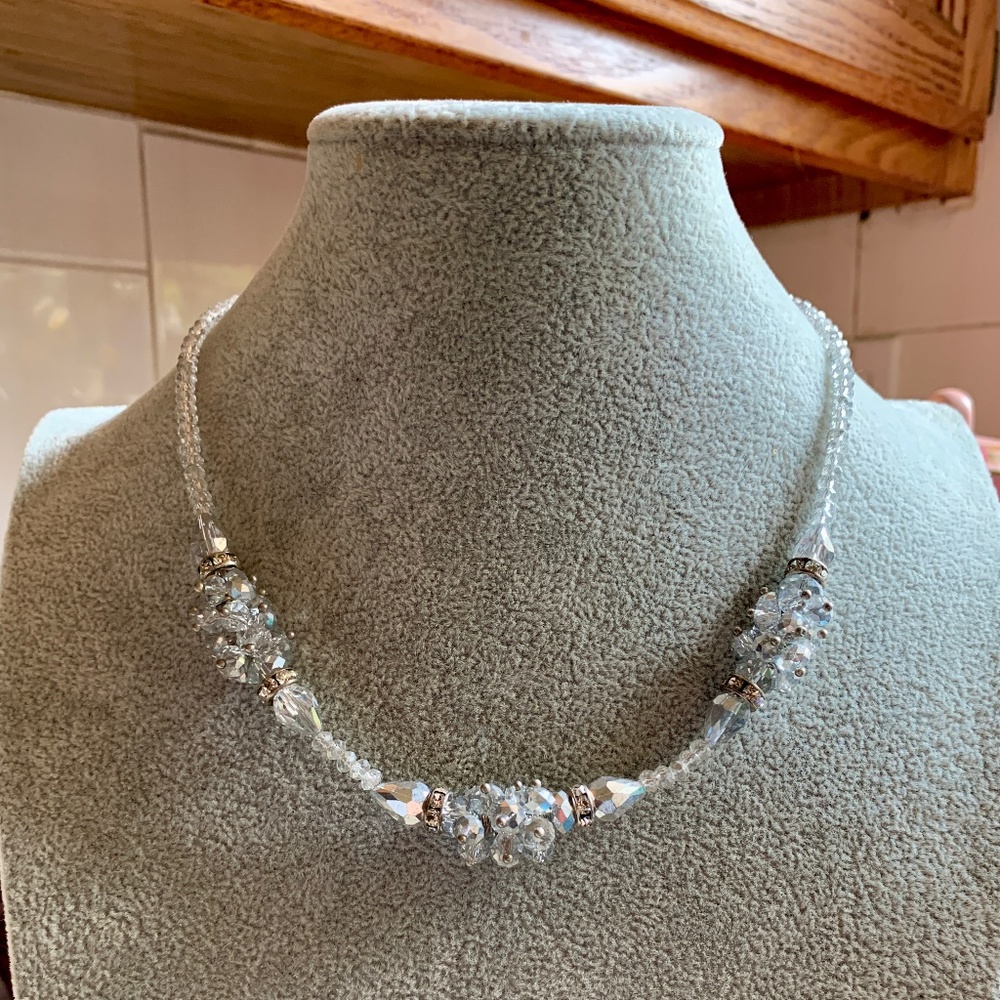 Clear Crystal Clusters & Rondell Choker - Sparkly